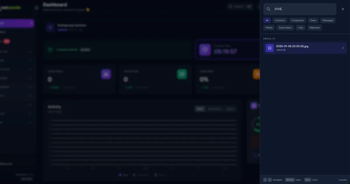 NetSendo v1.7.4: Global Search & Editor Upgrades